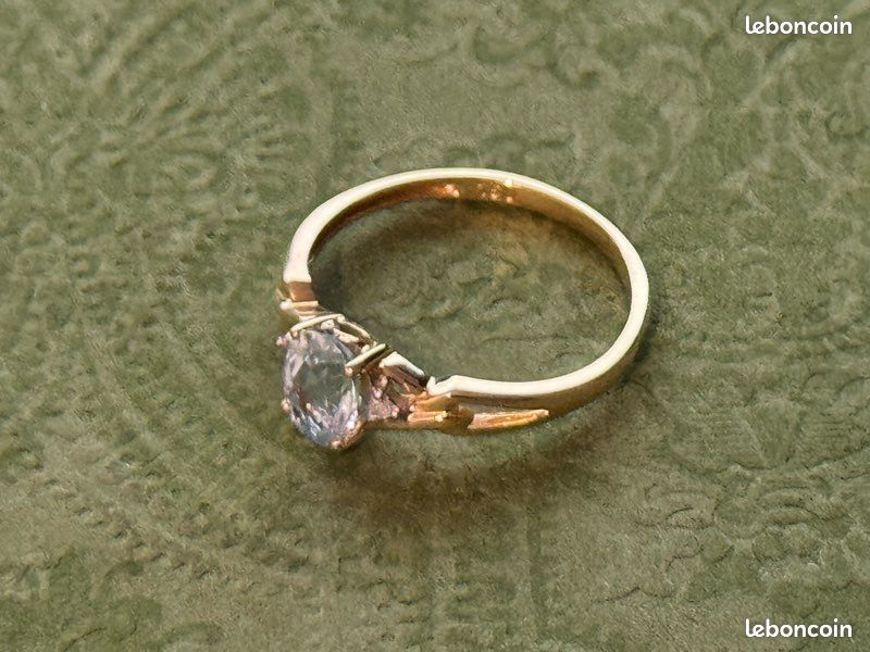 Bague Cocktail En Or Jaune 18 Carats Sertie D'une Topaze Bleue De Londres - Taille 52 - Occasion