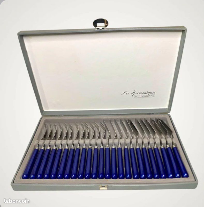 Ménagère 24 Pièces Collection Drop - Couverts Inox 18/10 - Design Moderne Bleu Ou Blanc
