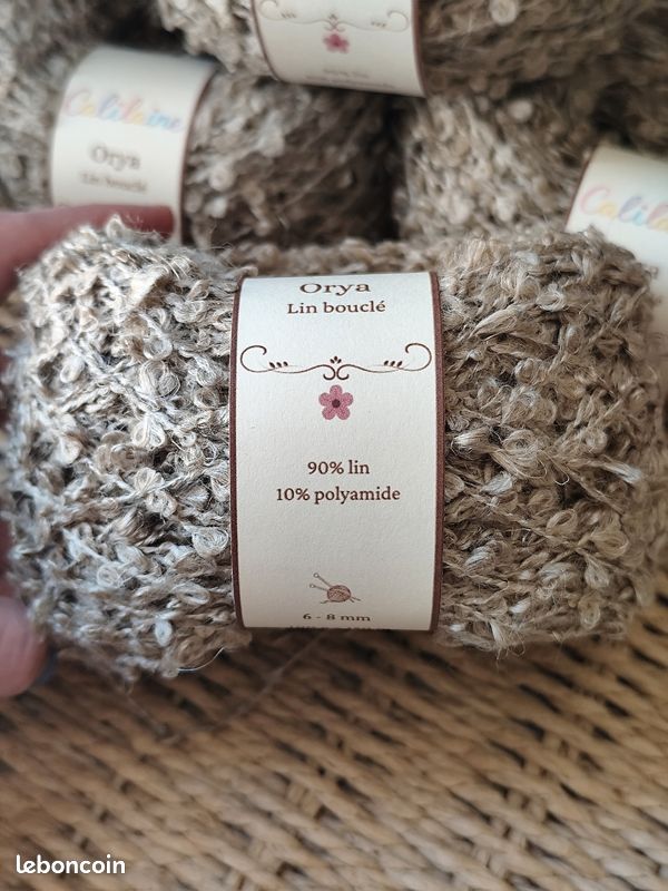 4 pelotes lin bouclé beige naturel - total 600m (image 4)
