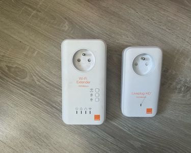 Kit CPL Wifi Extender Orange - 500 Mbps + Prise Rapide - Neuf Sous Blister