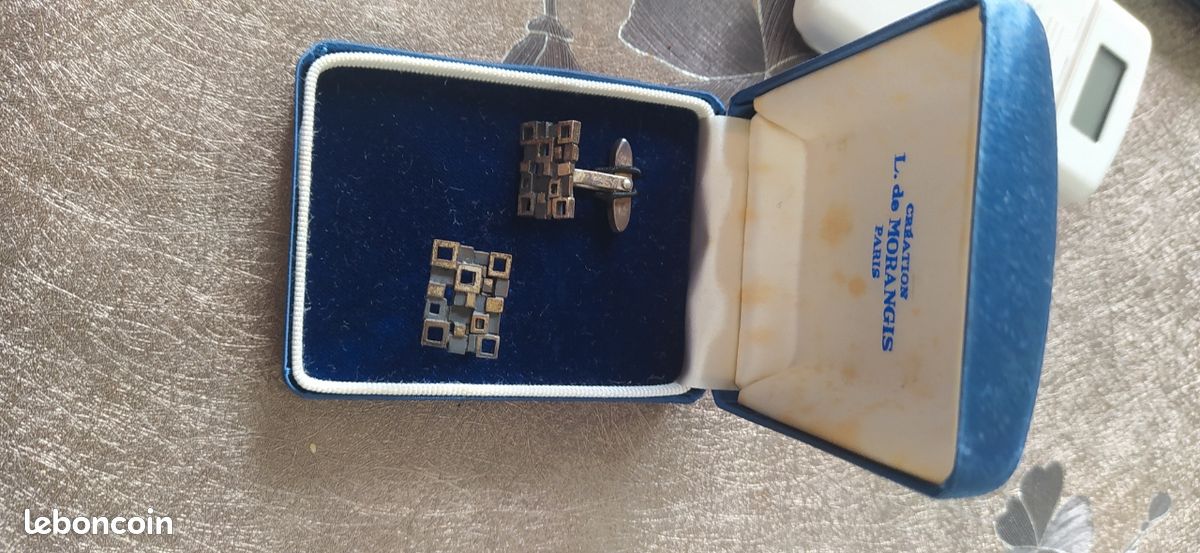 Boutons de manchette vintage avec sa boîte (image 1)
