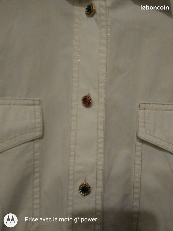Chemisier rétro avec boutons originaux et surpiqures dorées (image 2)