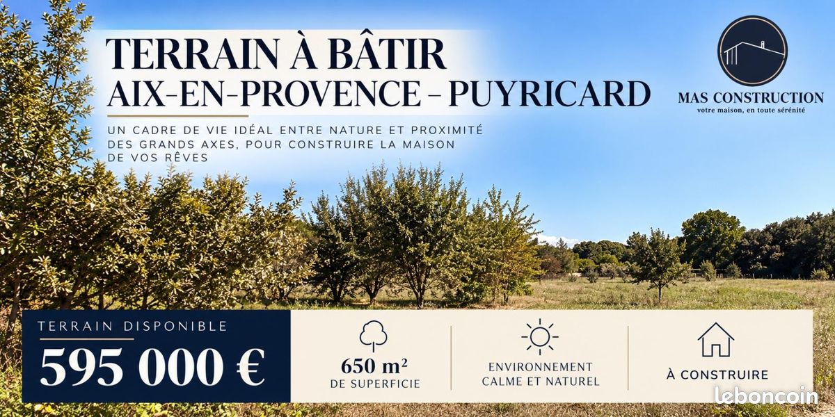 Terrain 650 m² · à Aix-en-Provence · 595 000 €