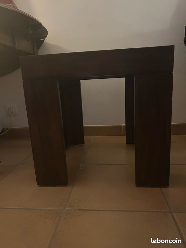 2 petites tables basses carrées bois exotique (image 4)