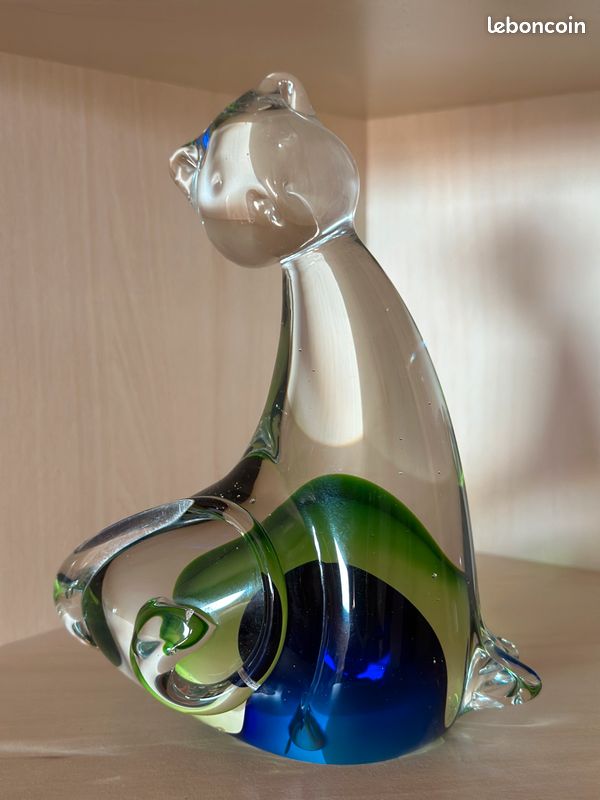 Licio Zanetti - Chat en verre de Murano signé Licio Zanetti