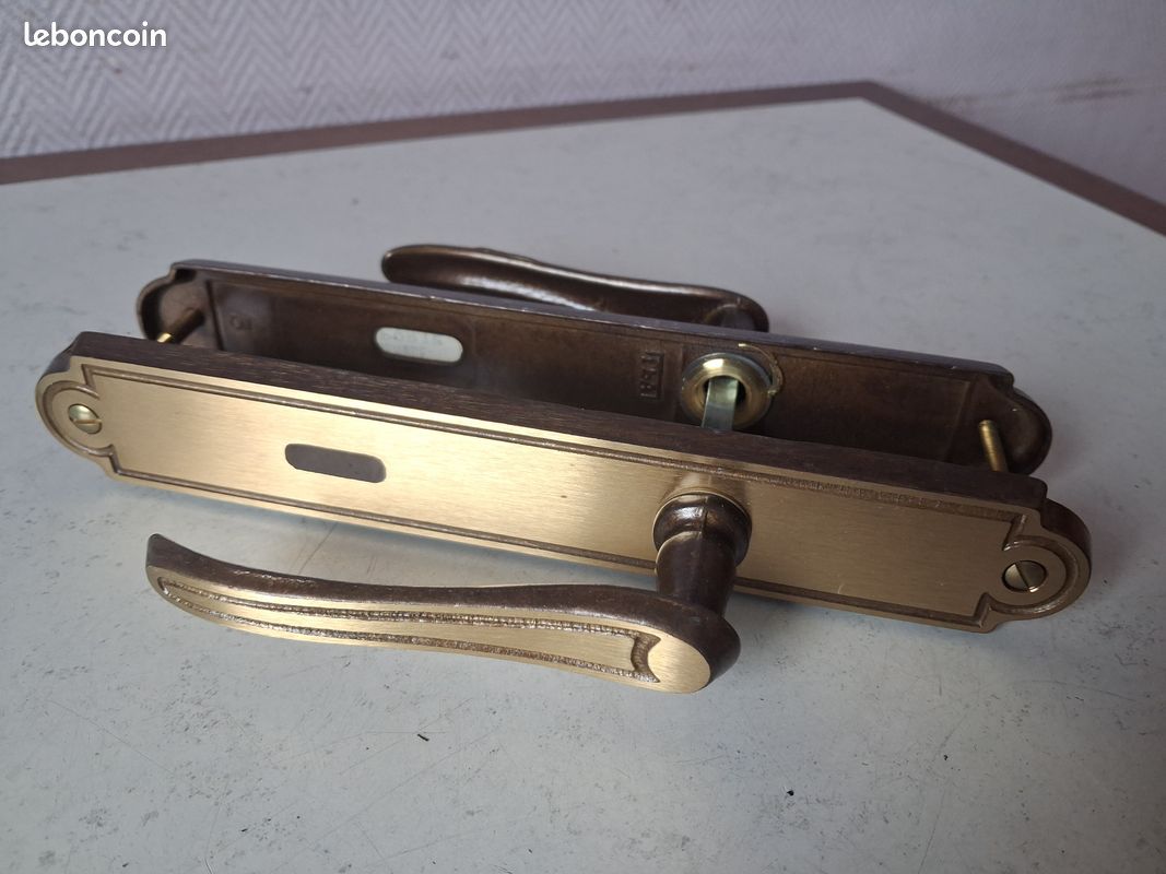 Ensemble de porte poignées laiton doré clanches neuves vintage (image 1)