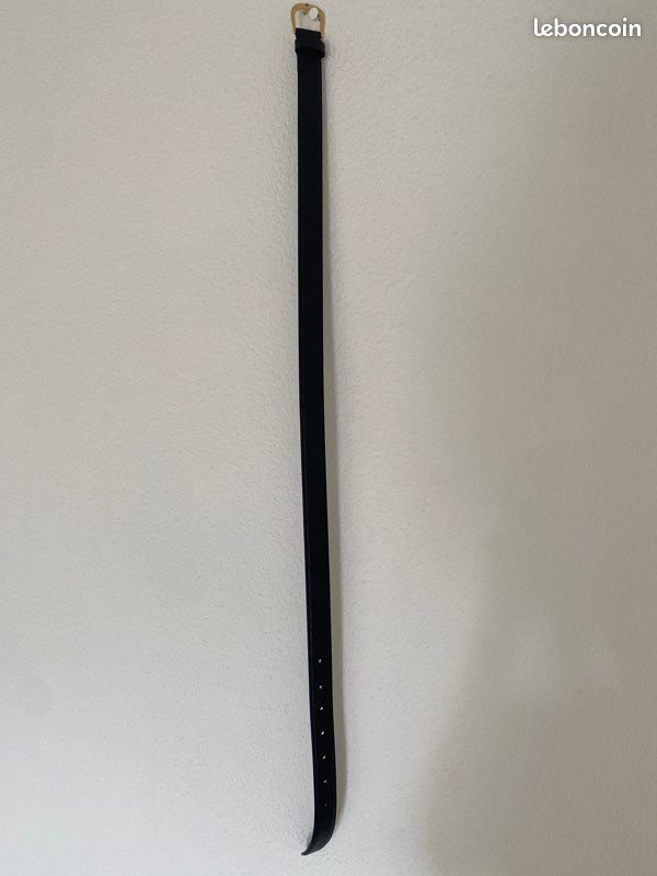 ⚜️ LAUREN RALPH LAUREN Classic Kenton Ceinture fine en cuir noir boucle ardillon dorée taille 70 🖤 (image 9)