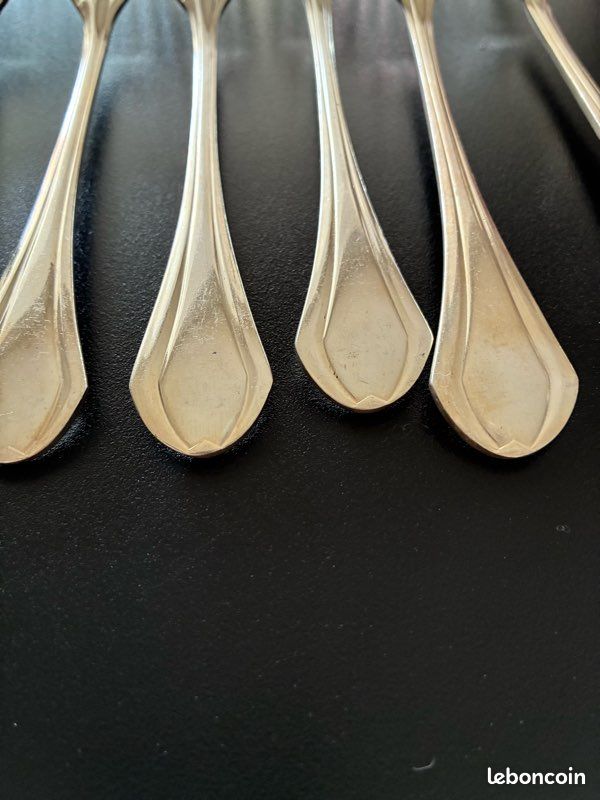 CHRISTOFLE ANCIEN SERVICE A POISSON 24 PCS Metal Argenté MODELE ART Deco 09 Btd