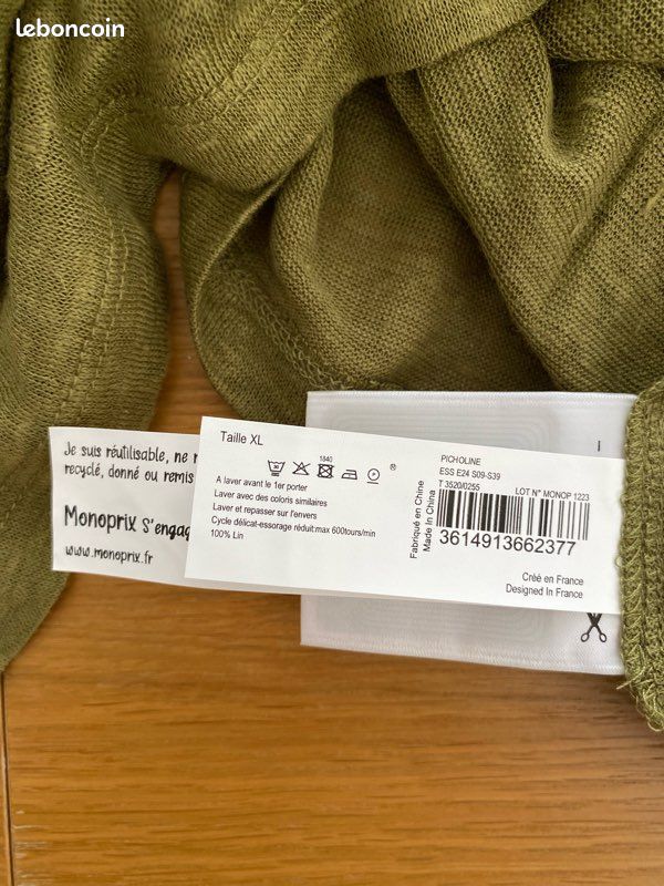 Tee shirt lin kaki Monoprix (image 4)