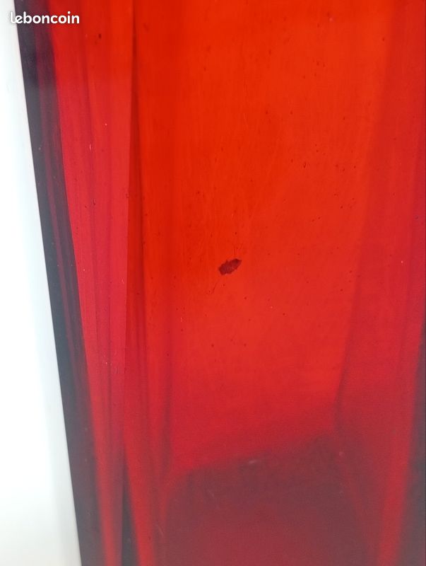 Vase Géode Prisme Facetté Vintage Rouge Rubis Années 60 70 Midcentury Moderniste Space Age (image 15)