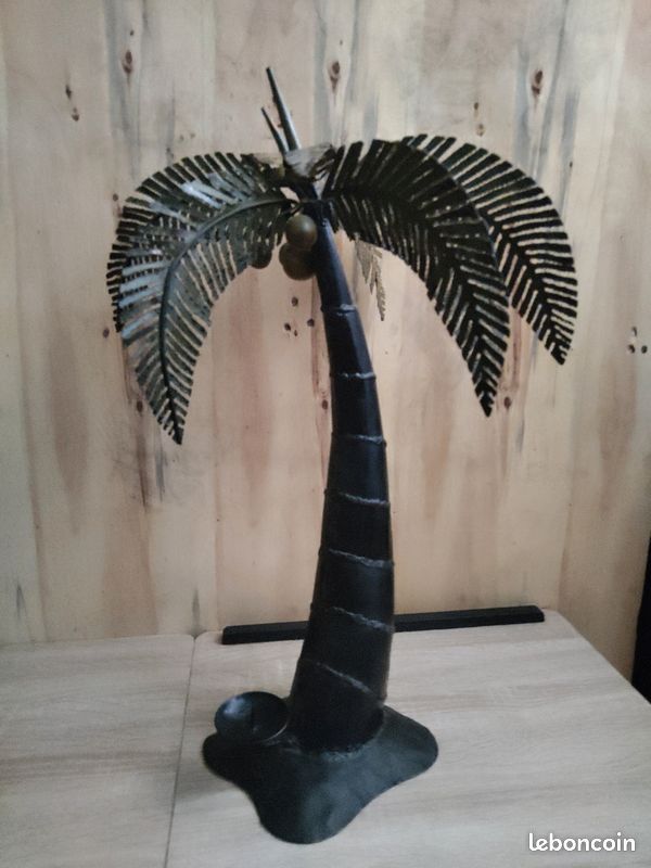 Grand bougeoir palmier en métal 50 cm - Déco exotique (image 1)