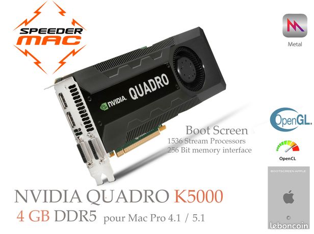  Nvidia Quadro K5000 4GB DDR5 Boot Screen Apple, Mac Pro ou