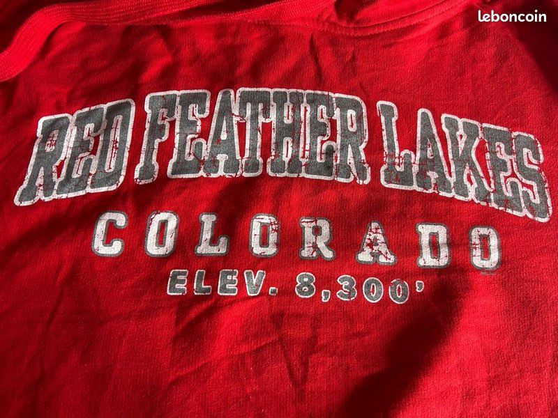 Hoodie vintage Red Feather Lakes Colorado rouge taille M (image 5)