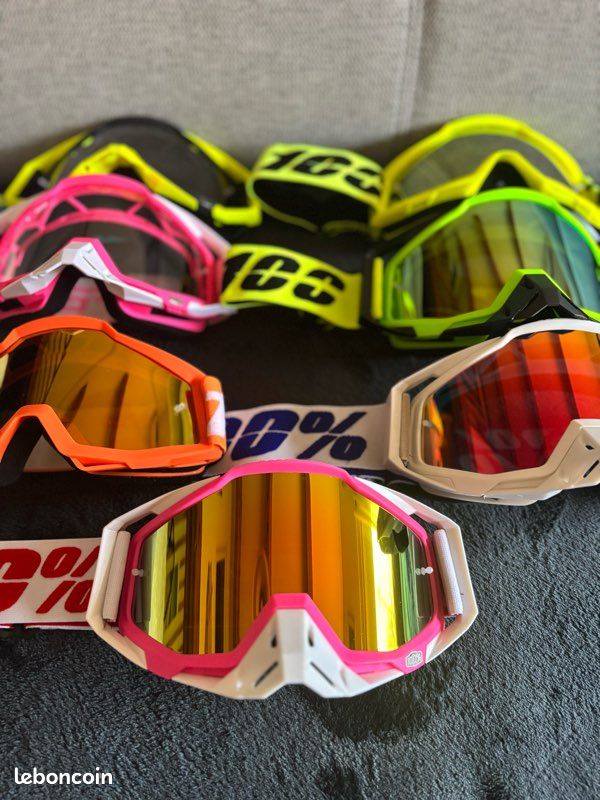 Lunettes motocross 100% rouge et noir neuves - Équipement moto
