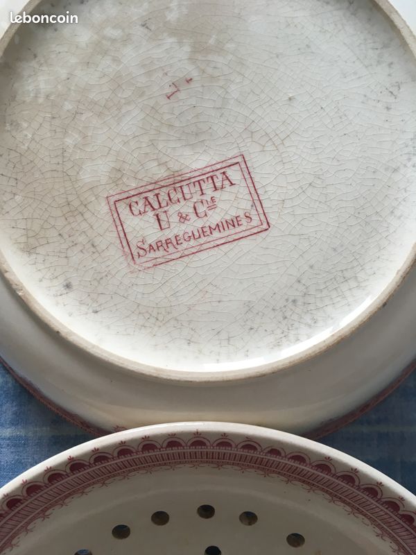 Ancienne table de toilette avec psyché et garnitures Gien et Sarreguemines (image 3)