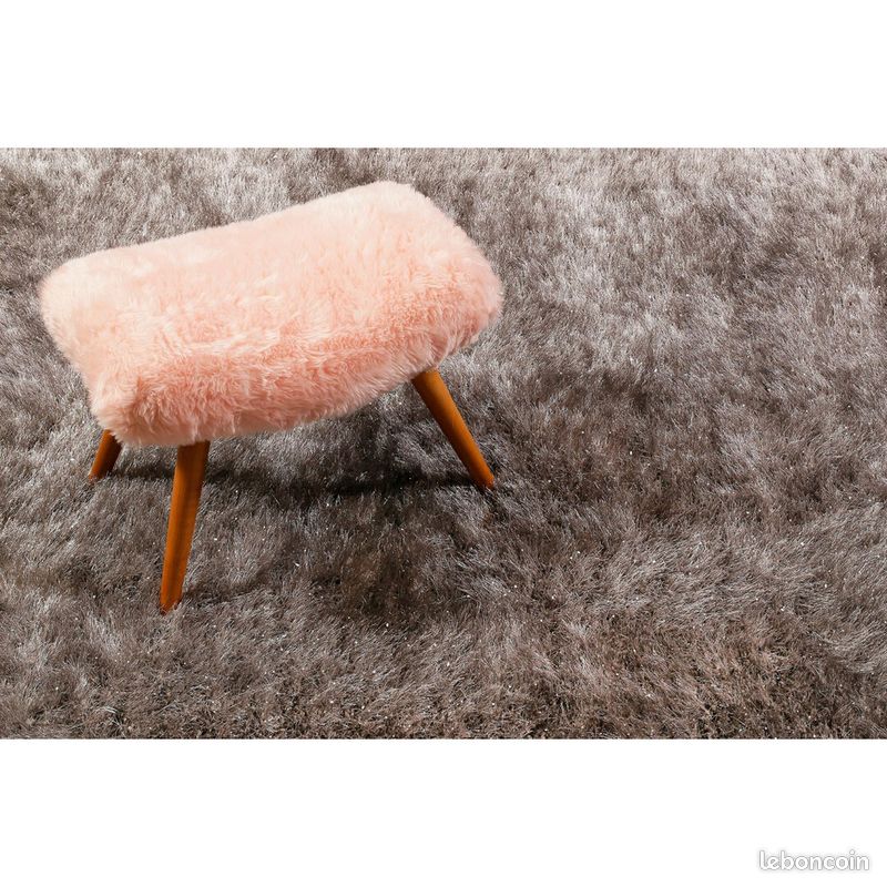 Tapis rectangle à longues mèches uni Shiny Touch Wecon Home Gris 160x225 (image 2)