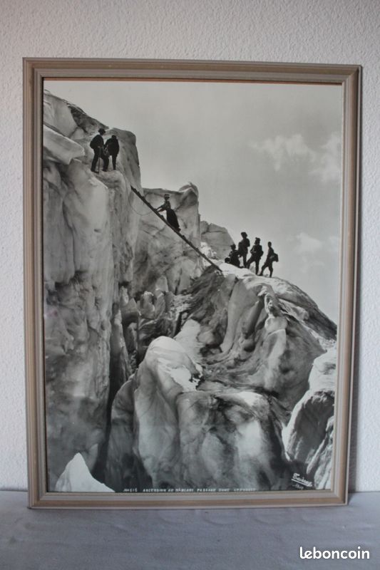 Photo Ancienne Alpiniste Glacier Blanc – Tirage Argentique Vintage – Vers 1910