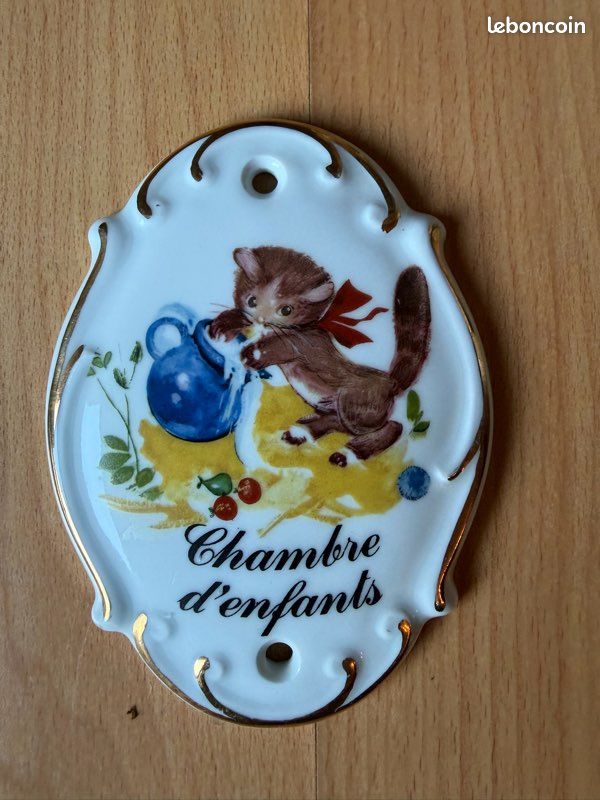 Plaque De Porte En Porcelaine 'Le Jardin' Style Français - Décoration Murale Noir Et Blanc