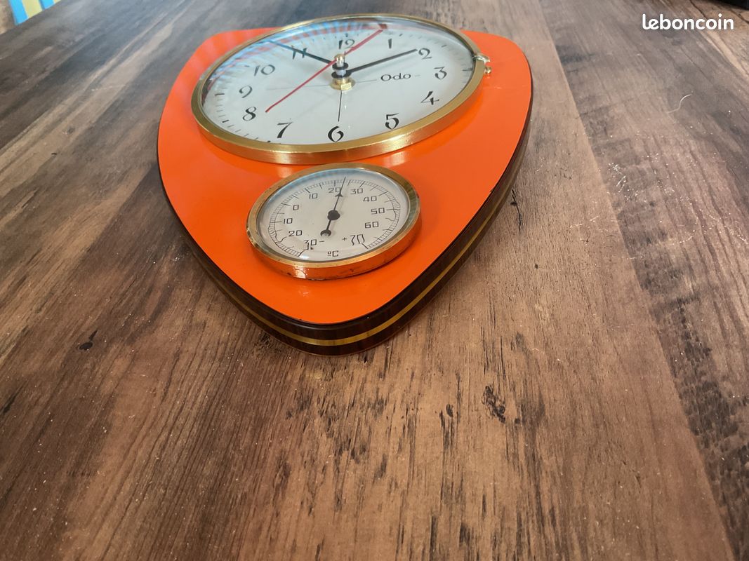 Horloge Murale Vintage Odo Années 60 - Formica Jaune - Quartz - Fonctionne Parfaitement