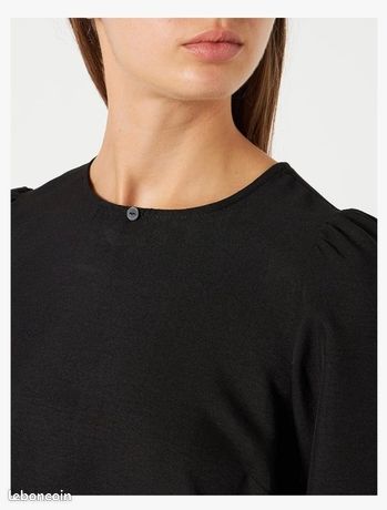 Top NAF NAF Gris Clair Avec Dentelle Et Col Claudine - Taille 36, Neuf Sans étiquettes