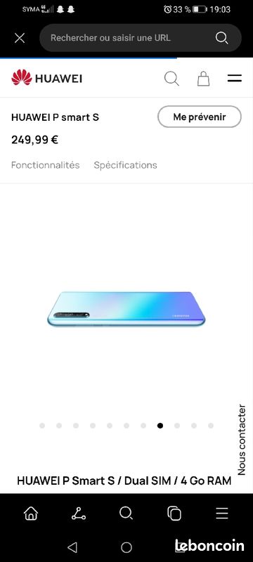 Téléphone Huawei P smart S (image 5)