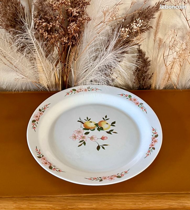 Grand Plat Vintage Arcopal - Modèle MYOSOTIS VERONICA (Rond, Creux, Multicouleur)