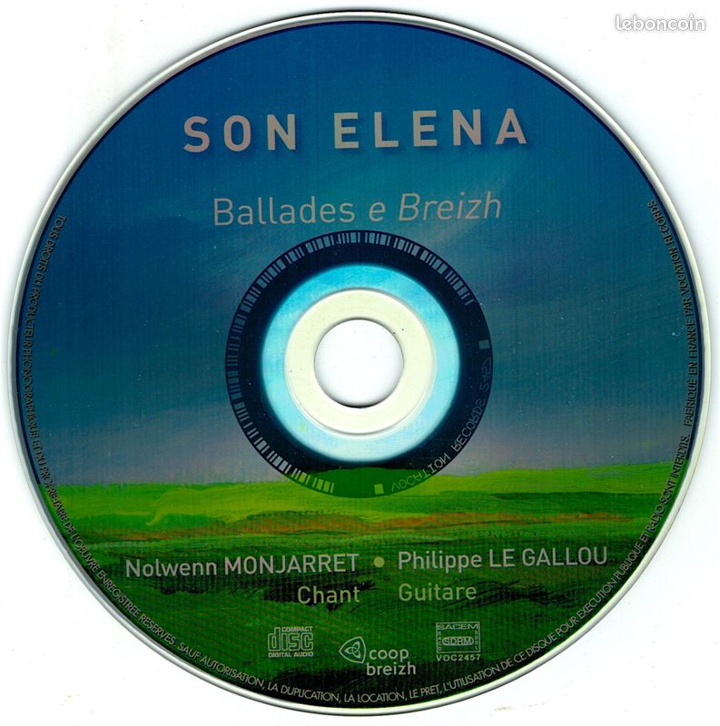 Nolwenn Monjarret - Philippe Le Gallou CD Son Elena / Ballades e Breizh (dédicacé) (image 3)