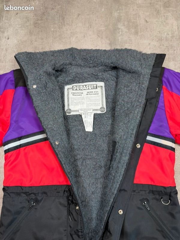 Manteau de ski-snowboard Durasuit racing vintage colorblock violet rouge taille S homme logo brodé (image 3)