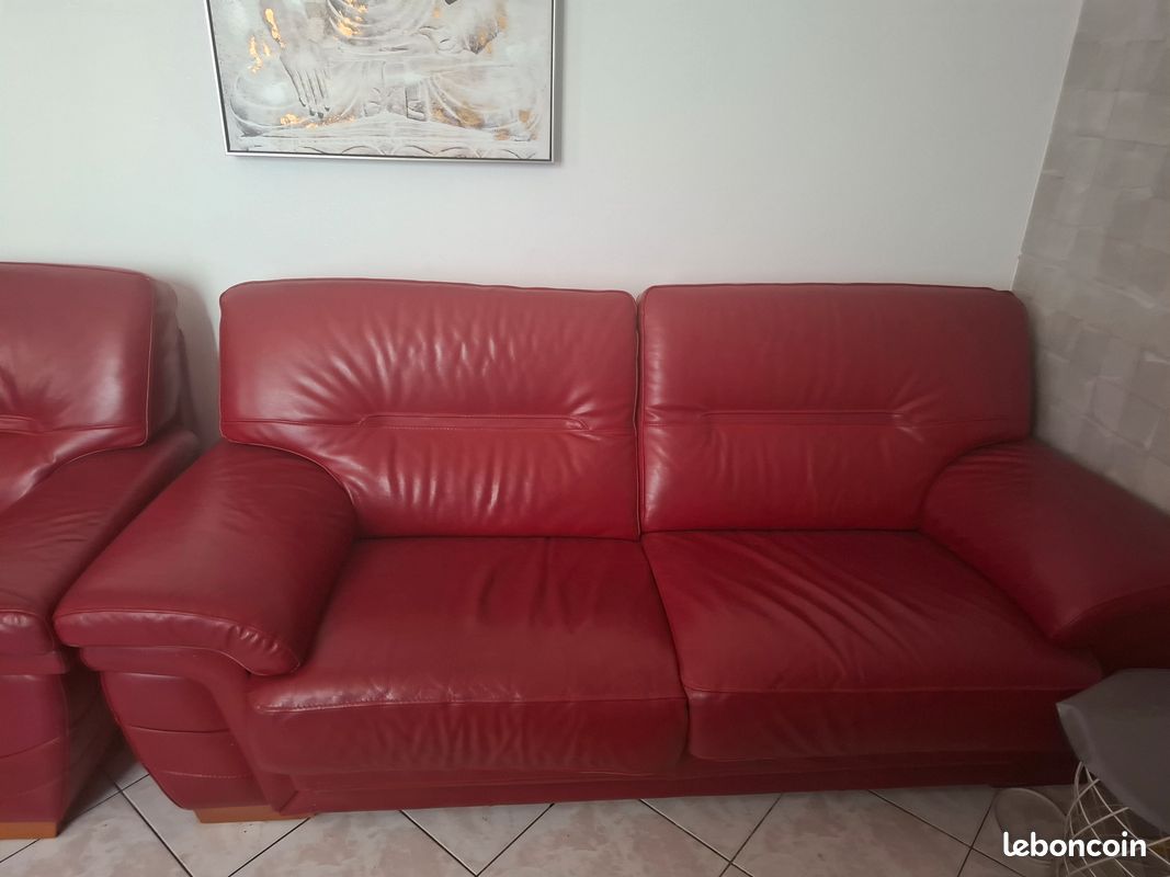 Mobilier canapé +2 fauteuil +un repose pieds (image 1)