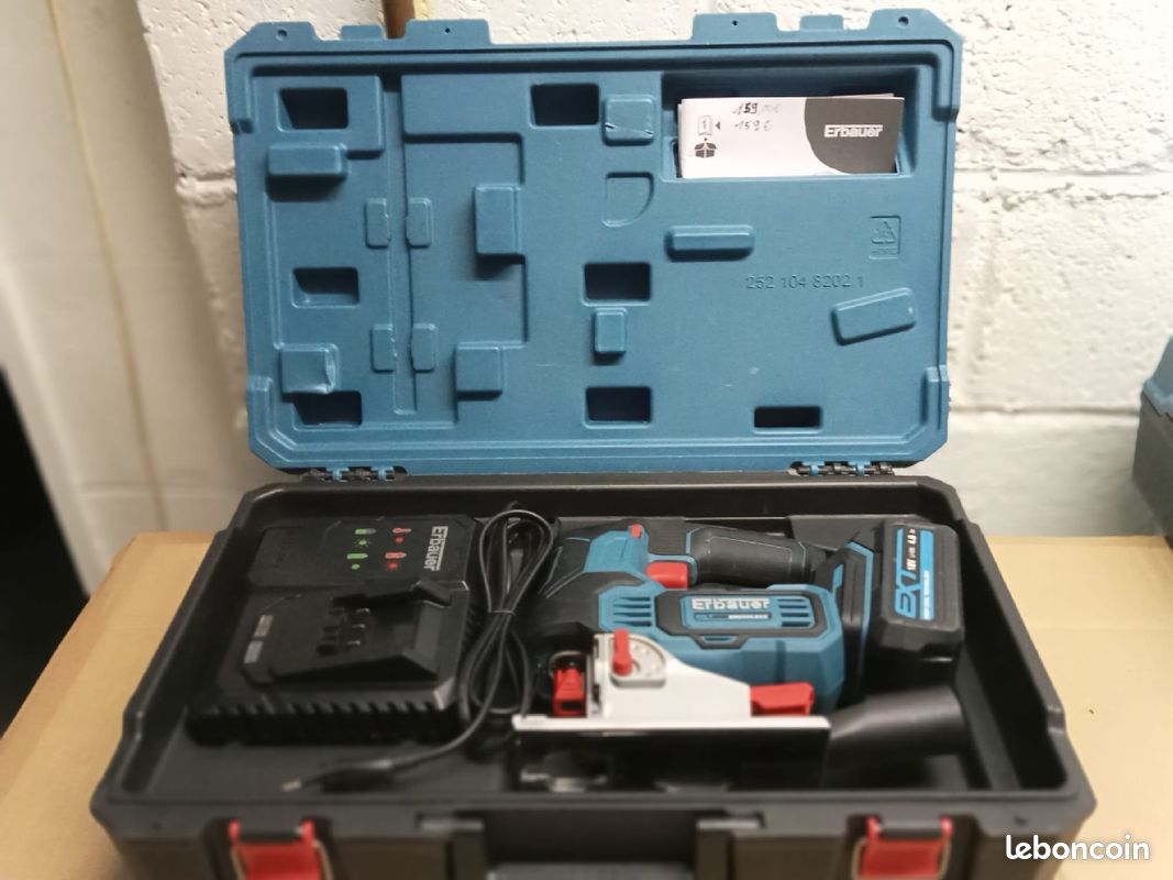 Neuf Coffret ERBAUER scie sauteuse 18v + chargeur + batterie 4ah (image 1)