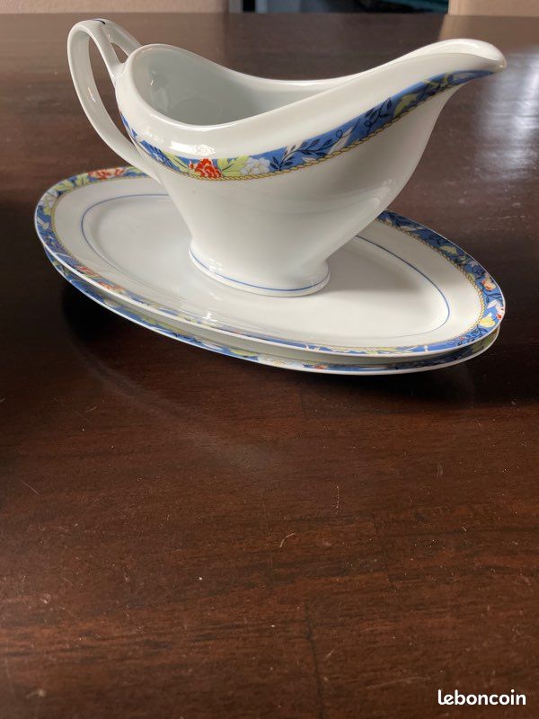 6 GRANDES ASSIETTES PLATES PORCELAINE LIMOGES PHILIPPE DESHOULIERES BRACIEUX D Blanc/Bleu