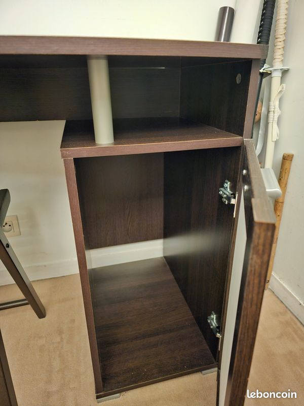 Bureau moderne marron foncé avec rangements - 140x60x76 cm (image 3)