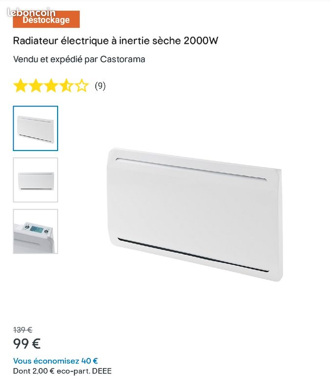 Radiateur électrique inertie sèche 2000W (image 3)
