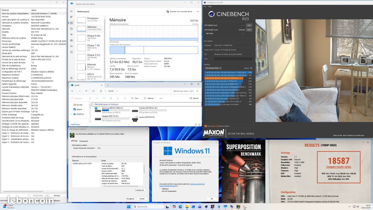 Setup gaming - 3070 - 10700k - 32Go - 2To - 1440p 27" (image 5)