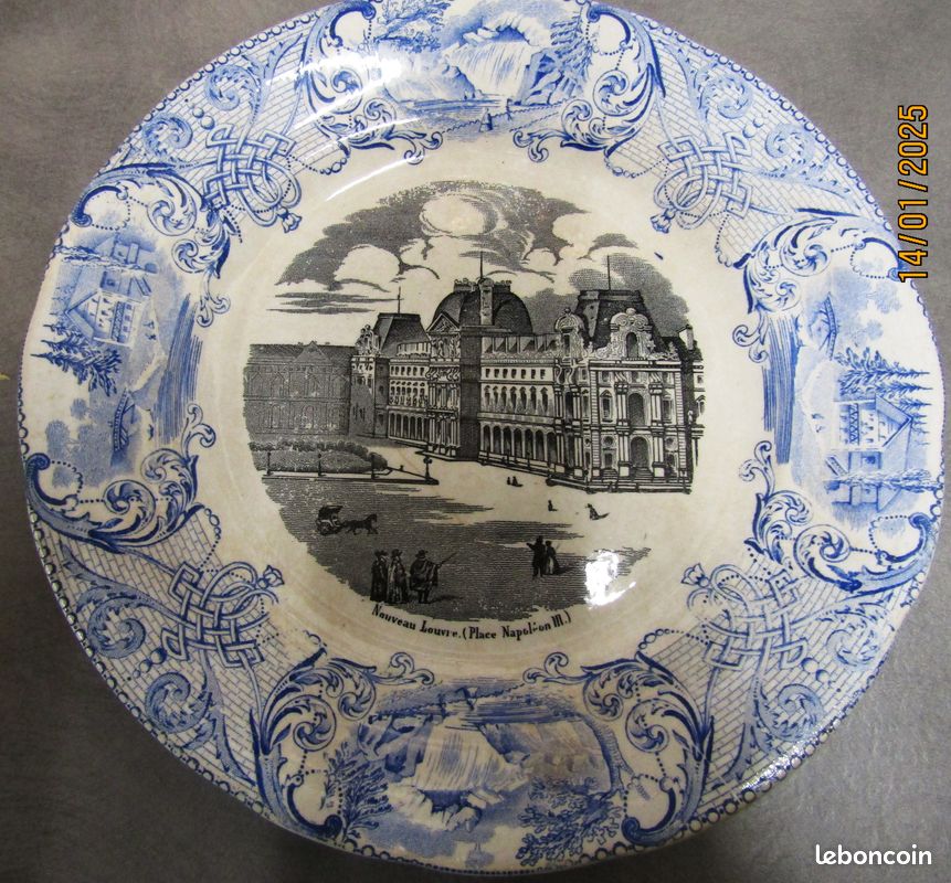 4 rares assiettes parlantes médaille d'or HB Choisy le roi monuments de paris XIX ieme siècle (image 7)