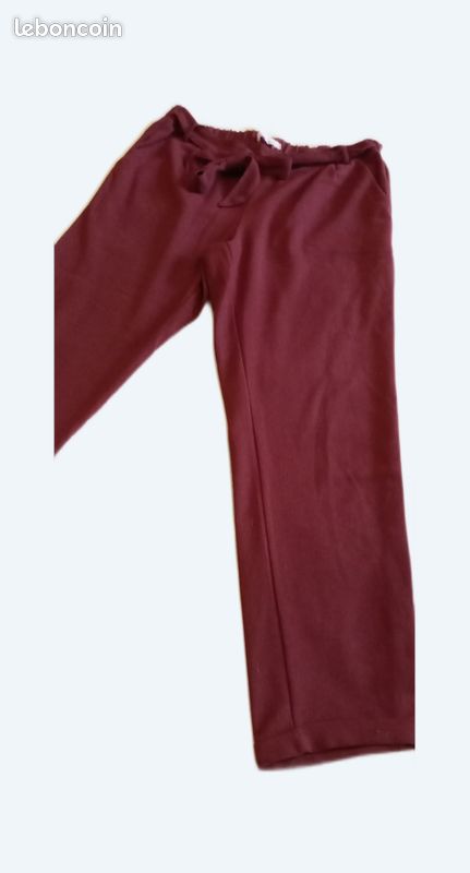 Pantalon femme velours bordeaux (image 1)