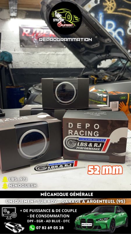 Manomètre turbo mécanique 0-4 bar Depo Racing
