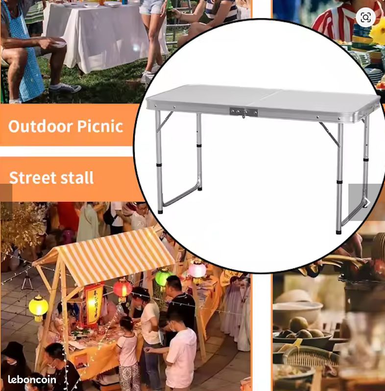 Table de Camping Pliable (75x55cm) - Neuf – Livraison gratuite ⭐⭐⭐ (image 4)