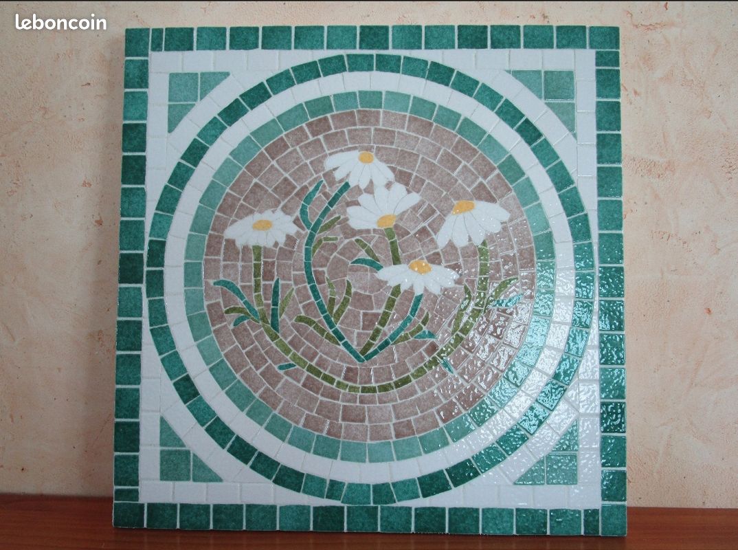 Tableau en mosaïque camomille thème botanique (image 1)