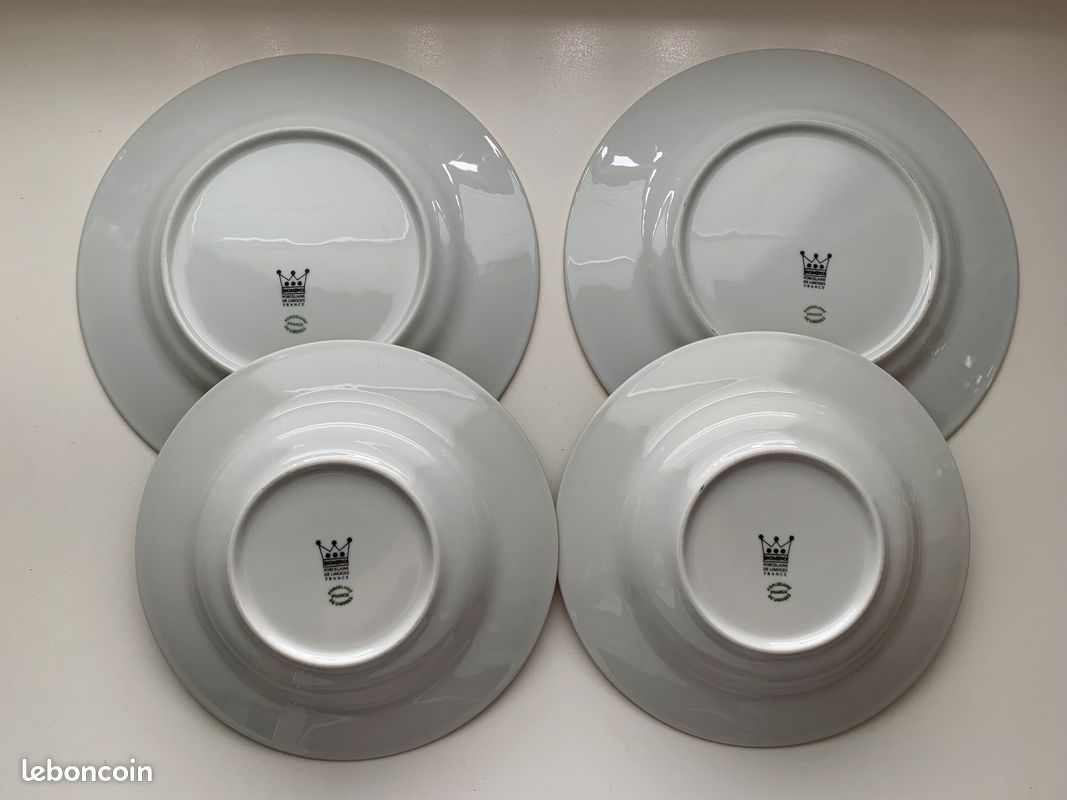 Limoges 2 dinner and 2 soup plates with GJ initials (image 4)