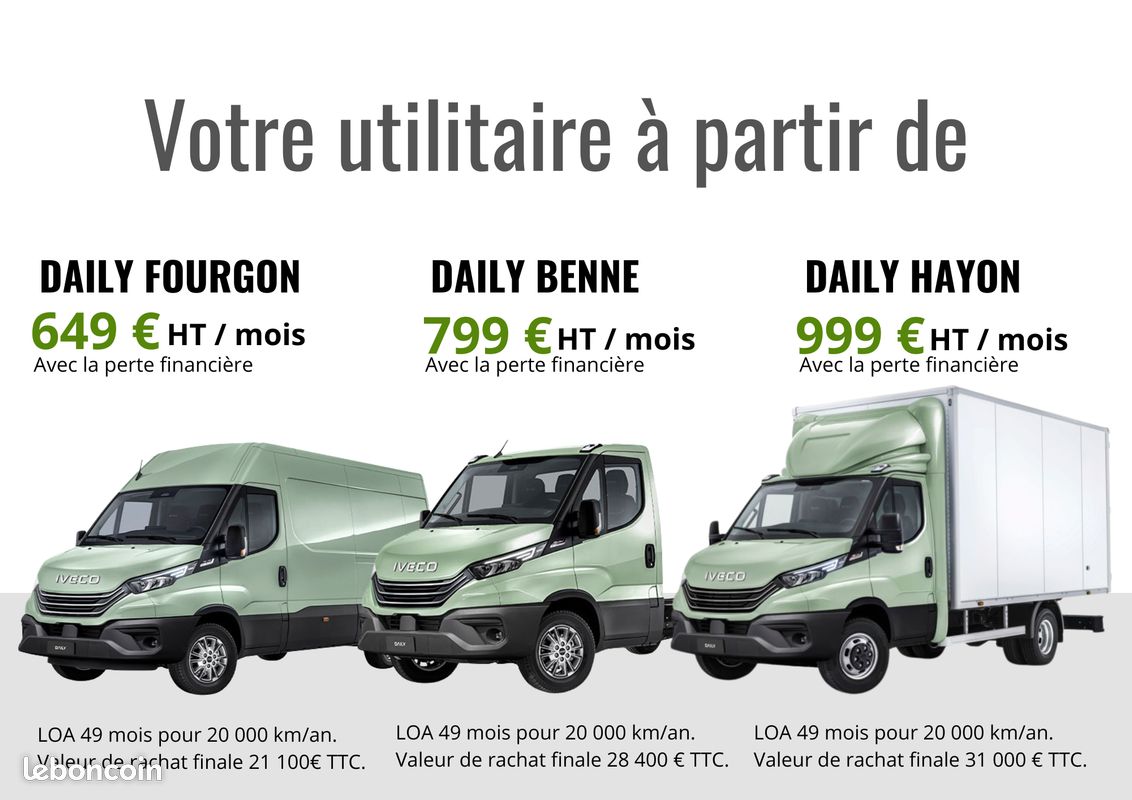 47500ht a partir de 799ht/mois iveco daily 35c18 benne coffre neuf (image 10)