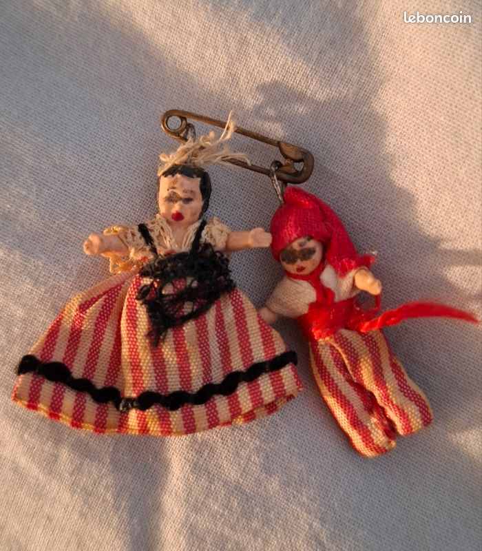 Duo De Chapeaux Miniatures Niçois Pour Poupée – Paille Tressée, Vers 1920 – France