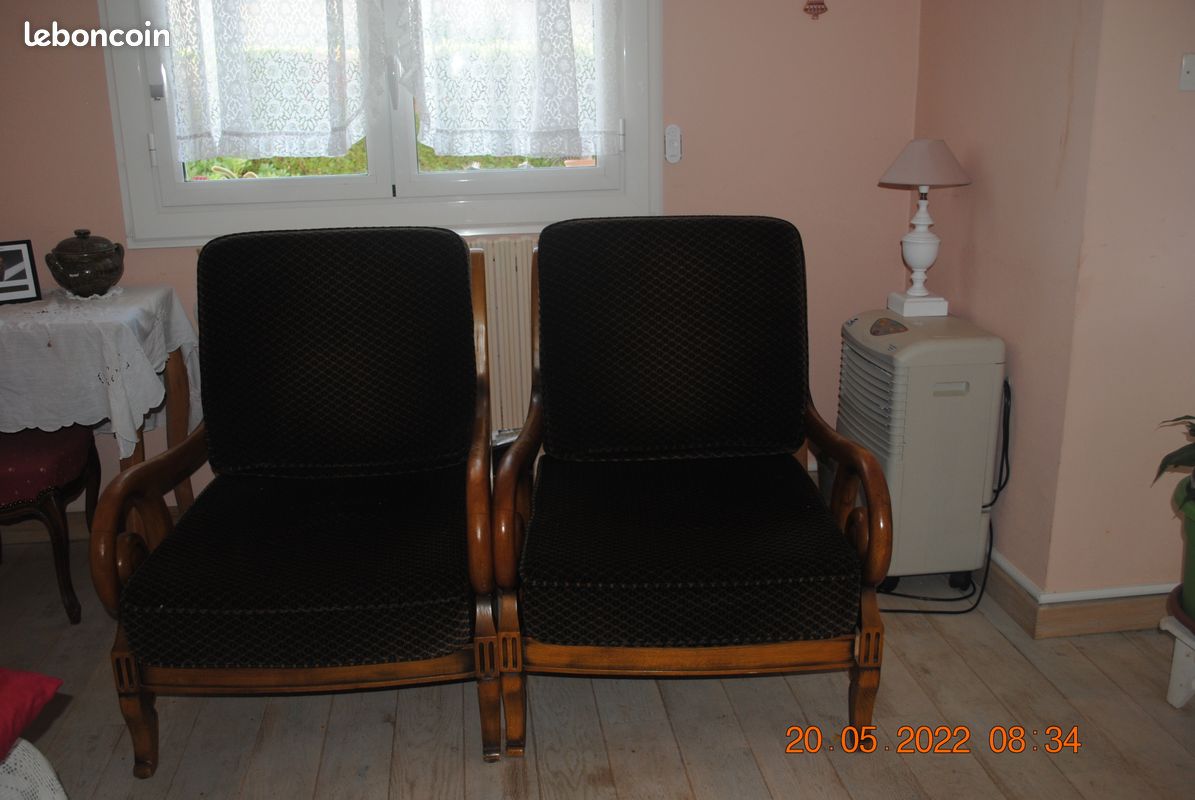 Vente 2 fauteuils vert foncén tissu (image 1)
