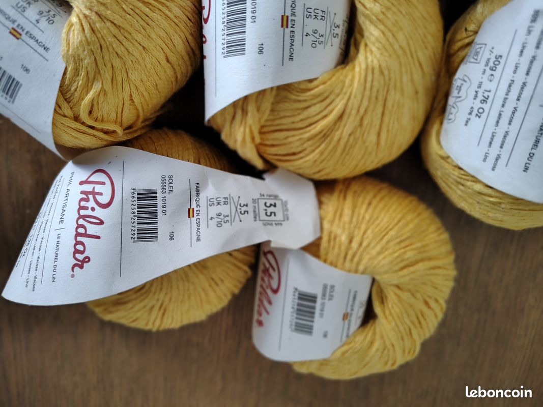 Lot de 15 pelotes 30%lin PHIL ARTISANE SOLEIL OR 50 g neuf (image 5)