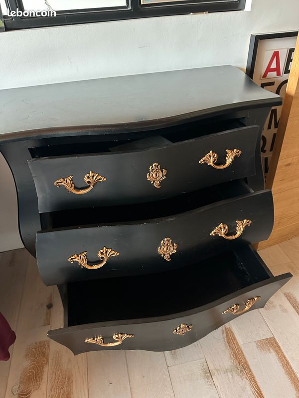 Commode noire baroque 3 tiroirs (image 5)