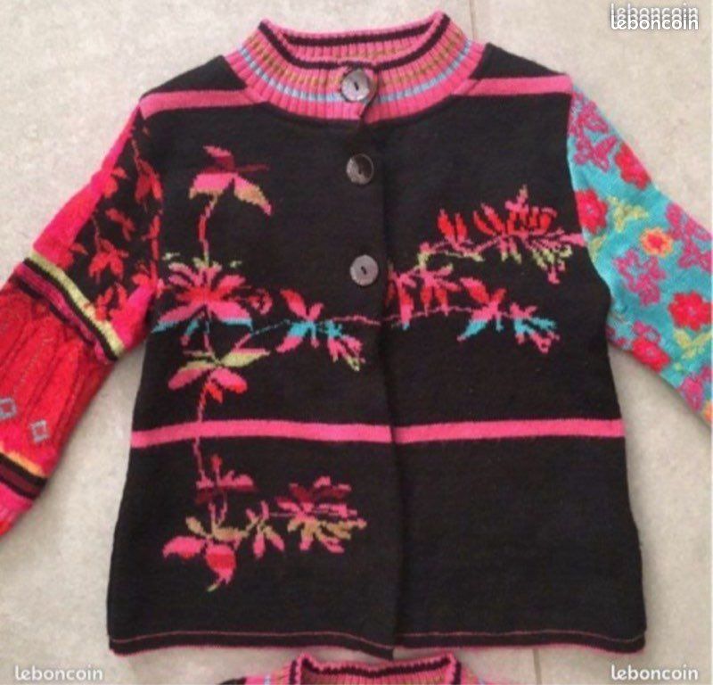 Ensemble Jupe + Veste Brodés Clayeux Fille 8 Ans - Vert Anis, 50% Coton/lin, Occasion Impeccable