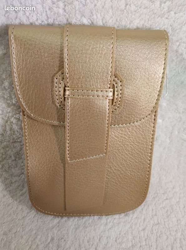 Sac pochette simili cuir or (image 1)