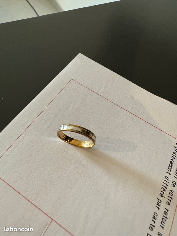 Alliance en 2 ors 375 (or jaune, or blanc) 3,5mm (image 1)