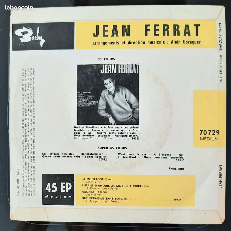 DISQUE VINYLE Jean FERRAT (2ème exemplaire) (image 2)