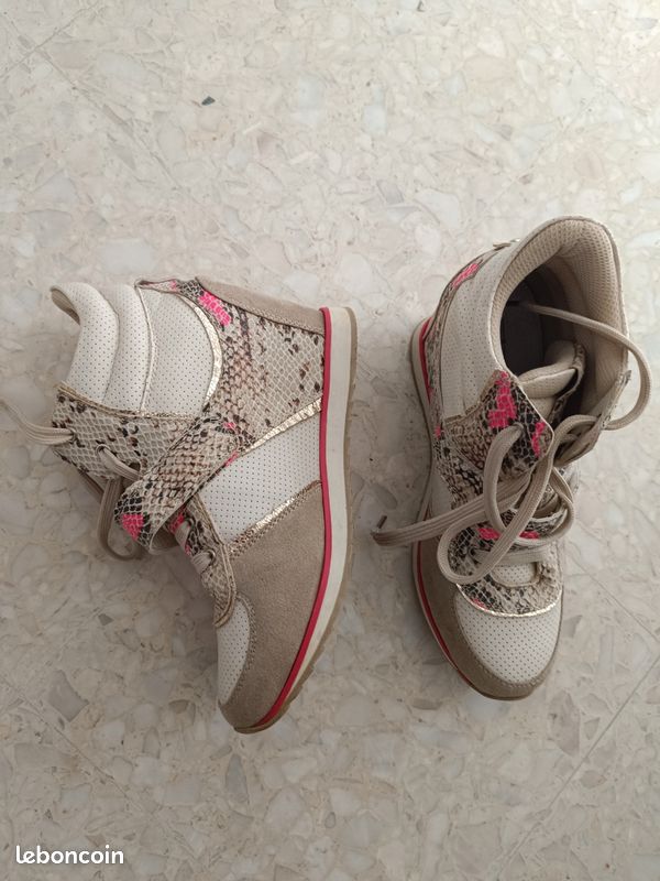Paire de basket compensées motif serpent (image 1)